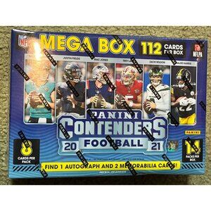 MEGA BOX SEALED 2021 PANINI CONTENDERS FOOTBALL NFL Autographs, 112 Cards, 7”X5”